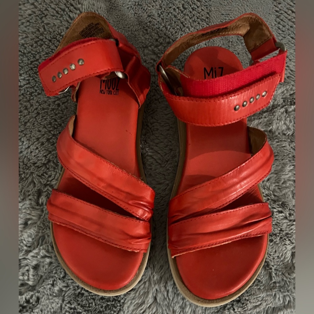 Miz Mooz Red Strappy Leather Sandals